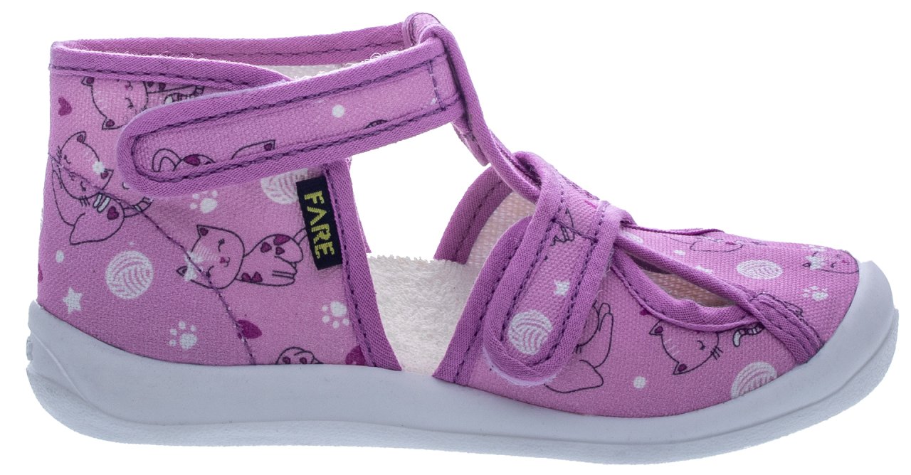 FARE KLASIK Dětské papuče na suchý zip fialové